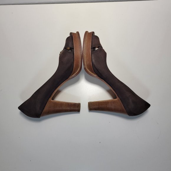 Kors by Michael Kors Brown Leather Peep Toe Pump Size 7 - Picture 4 of 8